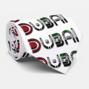 Dubai City UAE Flag Colours Typography Tie