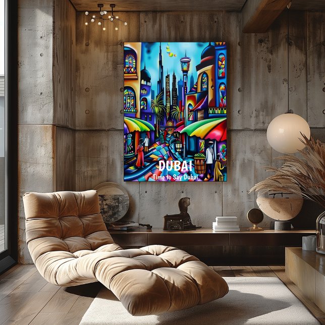 Dubai Colorful City Poster  Modern Travel Wall Art (Creator Uploaded)