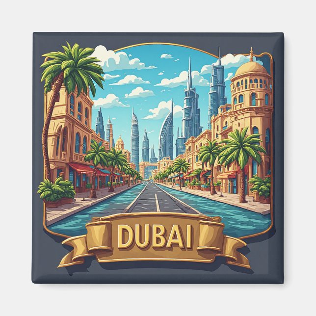 🧲 Dubai Dream Vacation Travel Keepsake 🌴 Magnet (Front)