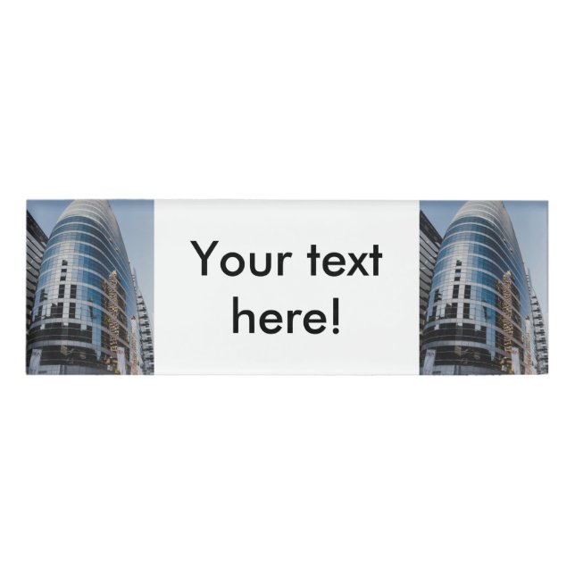 Dubai glass skyscraper name tag (Front)