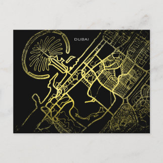 Dubai Gold Style Art Map Postcard