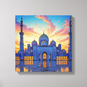 Dubai Grand Mosque UAE Sunset Canvas Print