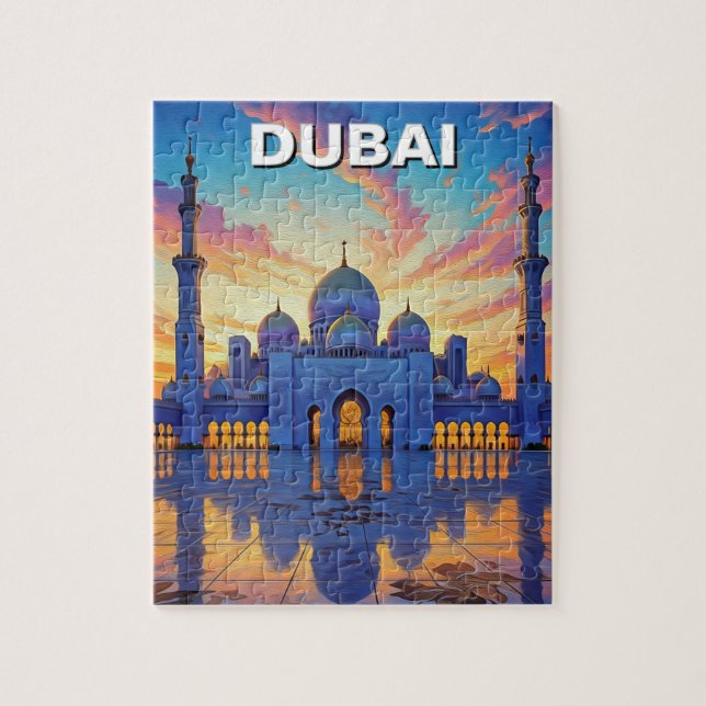 Dubai Grand Mosque UAE Sunset Jigsaw Puzzle (Vertical)