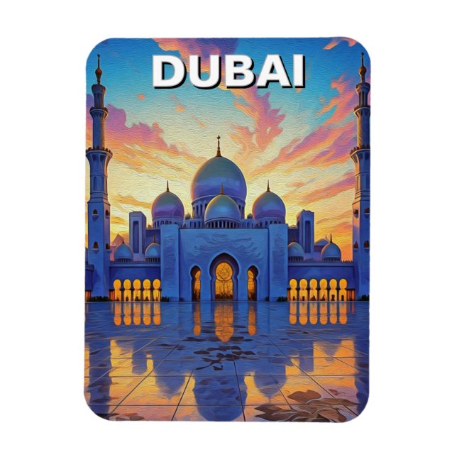 Dubai Grand Mosque UAE Sunset Magnet (Vertical)