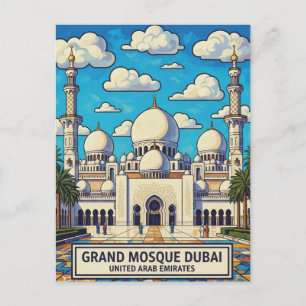 Dubai Grand Mosque UAE Travel Postcard
