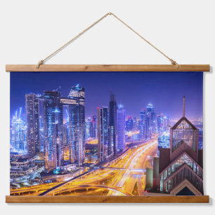 Dubai India at night Hanging Tapestry