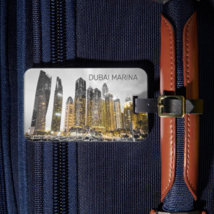 Dubai Marina City UAE Skyline Vintage Panorama Luggage Tag