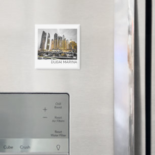 Dubai Marina City UAE Skyline Vintage Panorama Magnet