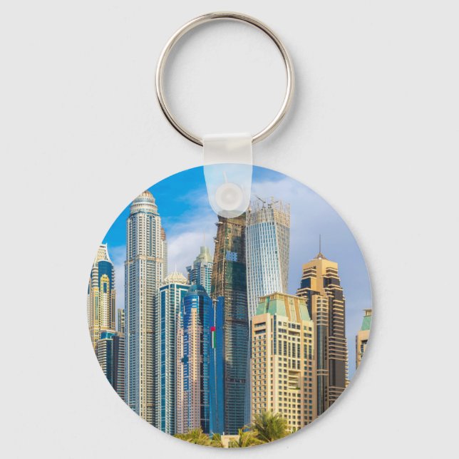 Dubai modern skyscrapers Corniche Keychain (Front)