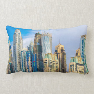 Dubai modern skyscrapers Corniche Lumbar Pillow