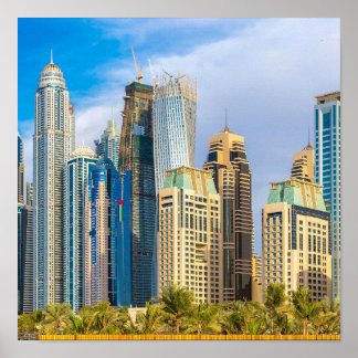 Dubai modern skyscrapers Corniche Poster