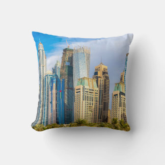Dubai modern skyscrapers Corniche Throw Pillow