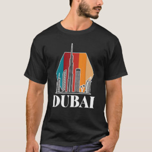 Dubai Retro Skyline Burj Khalifa United Arab Emira T-Shirt