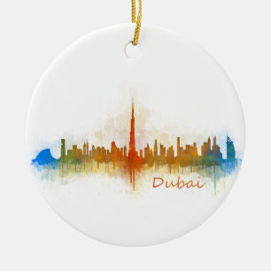 Dubai Skyline Cityscape Emirates v3 Ceramic Ornament