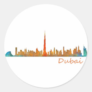 Dubai Skyline Cityscape v1 Classic Round Sticker