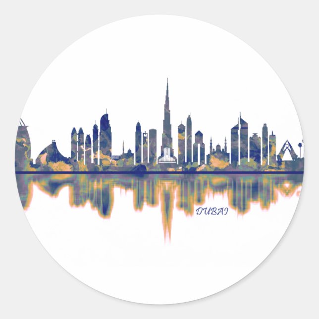 Dubai Skyline Classic Round Sticker (Front)