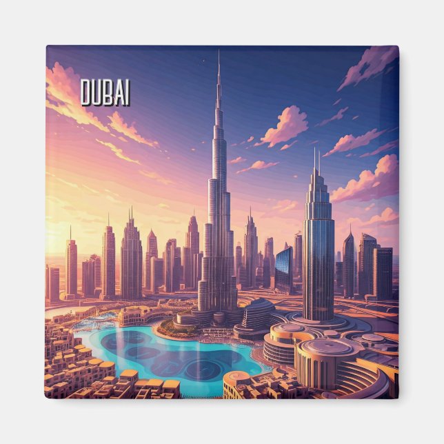 Dubai Skyline Travel Magnet (Front)