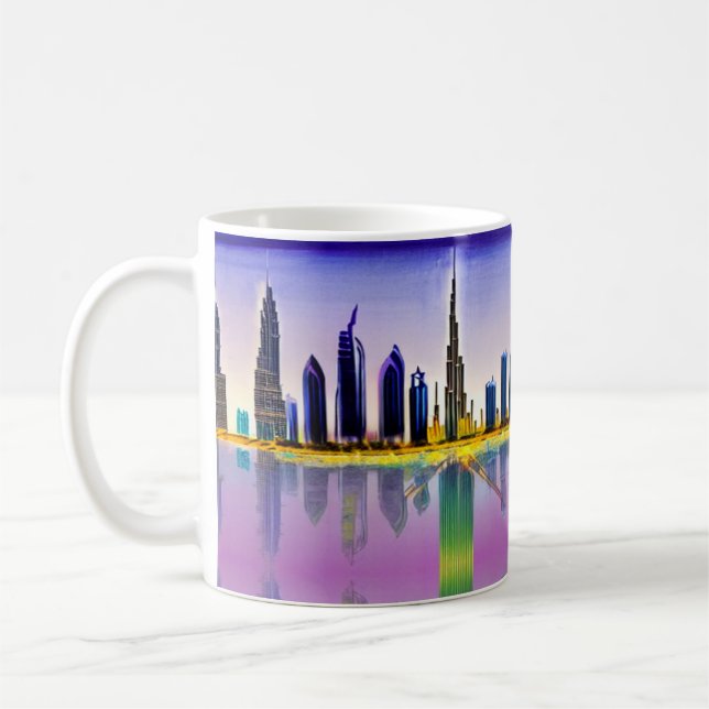 Dubai skyline with the skyscraper Burj Khalifa Coffee Mug (Left)