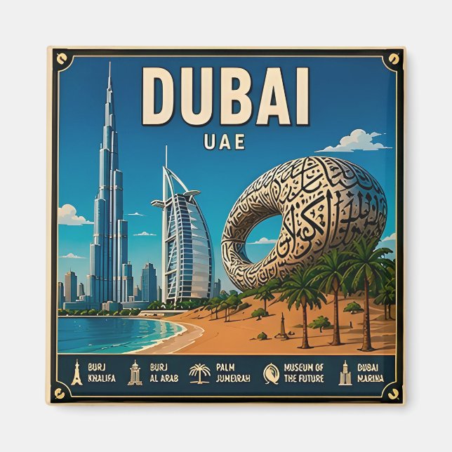 🧲 Dubai Trip Memory UAE 🏜️ Magnet (Front)