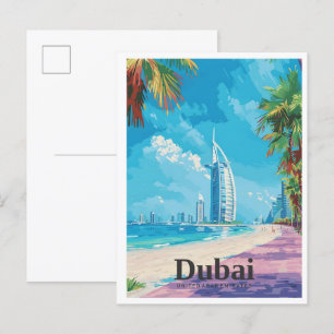 Dubai UAE Art Vintage Travel  Postcard