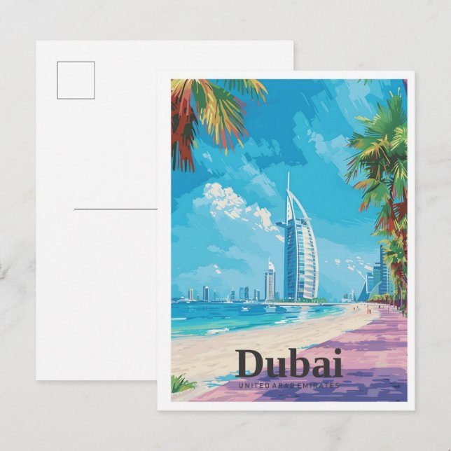 Dubai UAE Art Vintage Travel  Postcard (Front/Back)