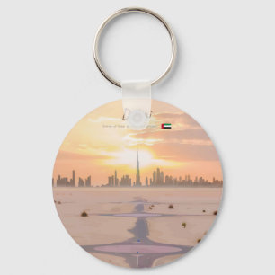 Dubai, UAE - Burj Khalifa Desert Skyline Keychain