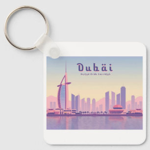 Dubai UAE Burj Khalifa Pastel Travel Design Keychain