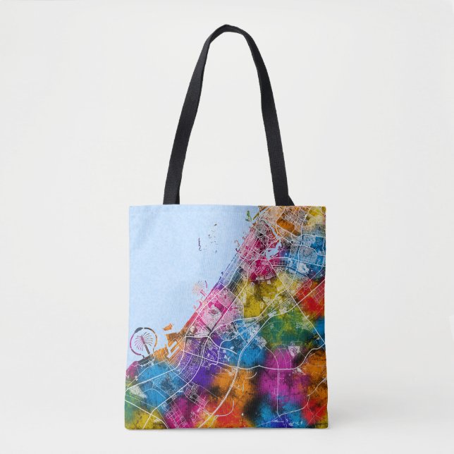 Dubai UAE City Map Tote Bag (Front)