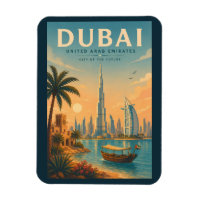 Dubai UAE Illustration Travel Art Vintage