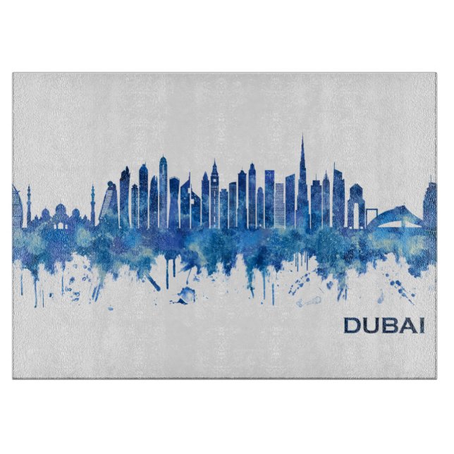 Dubai UAE Skyline Blue Cutting Board (Front)