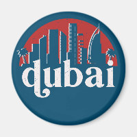 Dubai UAE Vintage Retro City Skyline Cityscape Art