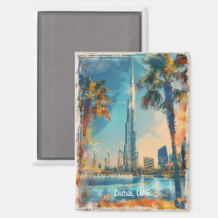 Dubai United Arab Emirates Burj Khalifa Artwork Magnet