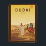 Dubai United Arab Emirates Desert Safari Retro Magnet<br><div class="desc">Dubai vector art design. Dubai is a city and emirate in the United Arab Emirates known for luxury shopping,  ultramodern architecture and a lively nightlife scene.</div>