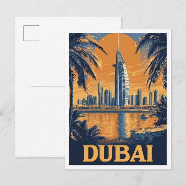 Dubai United Arab Emirates Illustration Travel Postcard (Front/Back)