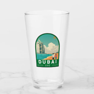 Dubai United Arab Emirates Retro Travel Art Glass