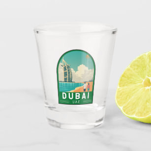 Dubai United Arab Emirates Retro Travel Art Shot Glass