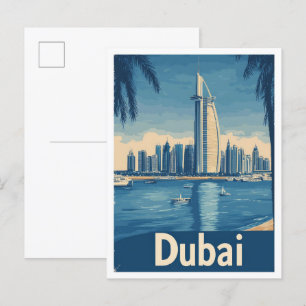 Dubai United Arab Emirates Travel Illustration Postcard