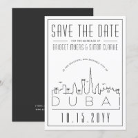 Dubai Wedding Deco Style Skyline Save the Date 