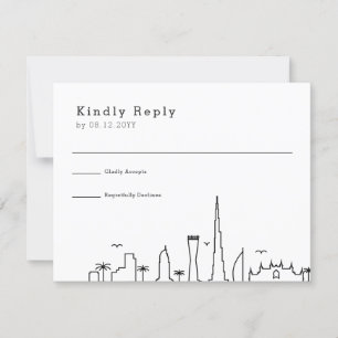 Dubai Wedding   Stylized City Skyline RSVP Card
