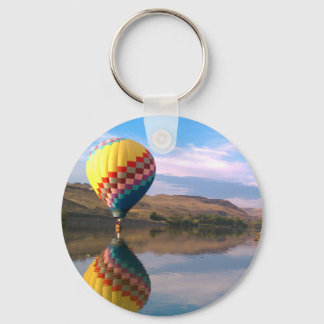 Dubble RAINBOW.  Hotair balloon on the snake river Keychain