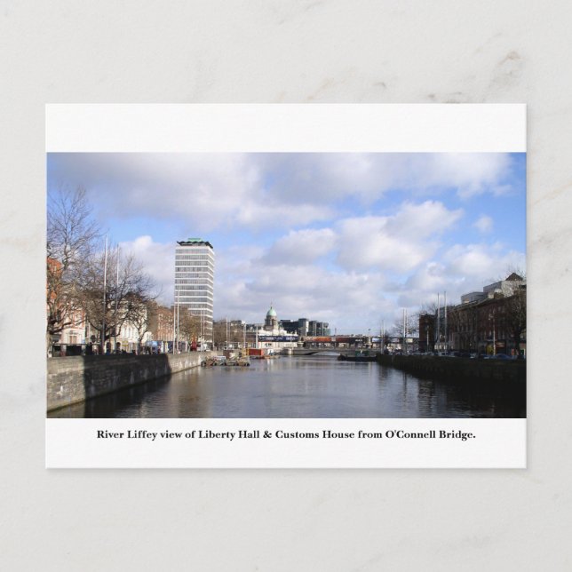 Dublin City Ireland, Liberty Hall, Customs House Postcard (Front)