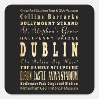 Dublin City of Ireland Typography Art Square Sticker