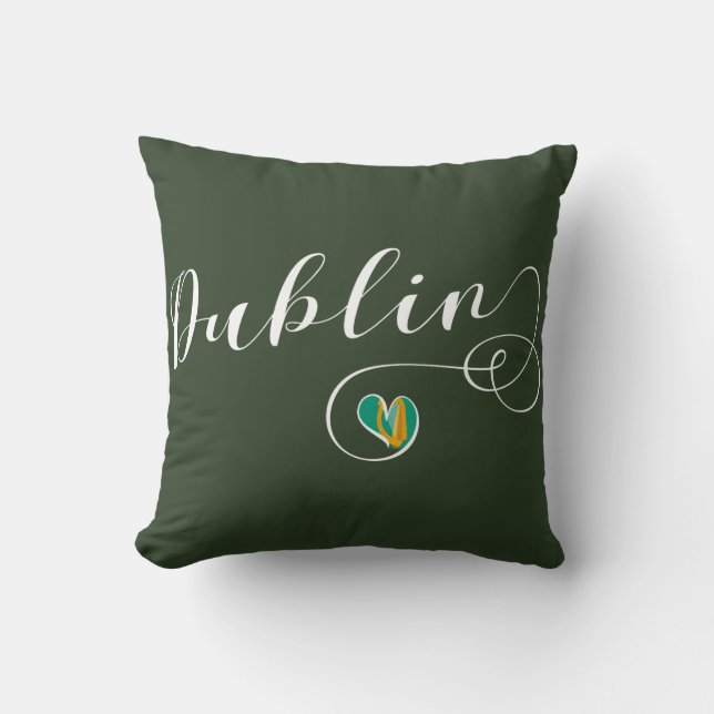 Dublin Heart Throw Cushion, Ireland Pillow (Front)