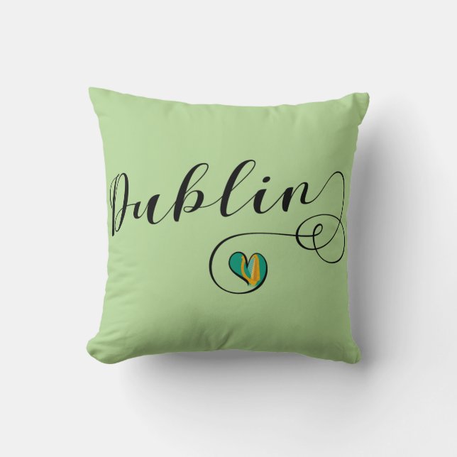 Dublin Heart Throw Cushion, Ireland Pillow (Front)