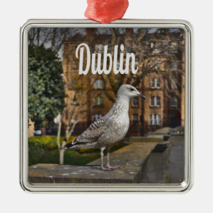 Dublin Ireland Bird on Brick Wall Metal Ornament