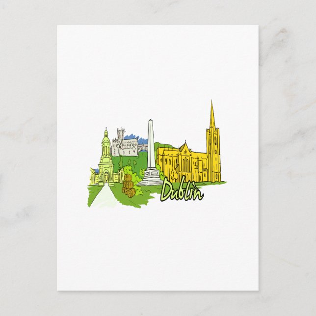 dublin ireland city graphic.png postcard (Front)