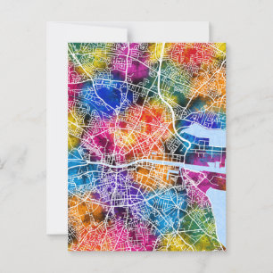 Dublin Ireland City Map Postcard