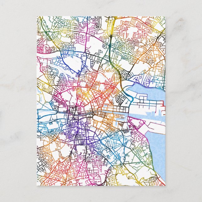 Dublin Ireland City Map Postcard (Front)