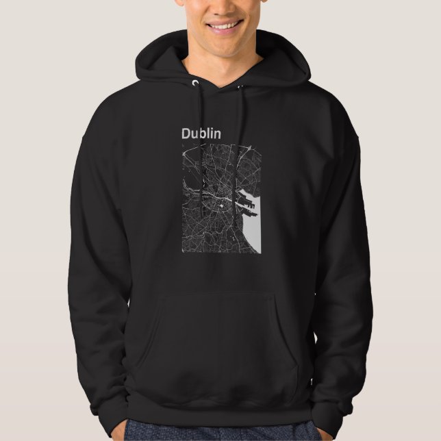 Dublin Ireland Classic City Map Graphic Hoodie (Front)