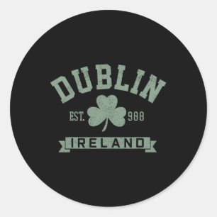 Dublin Ireland Clover Leaf Irish St. Patricks Day Classic Round Sticker